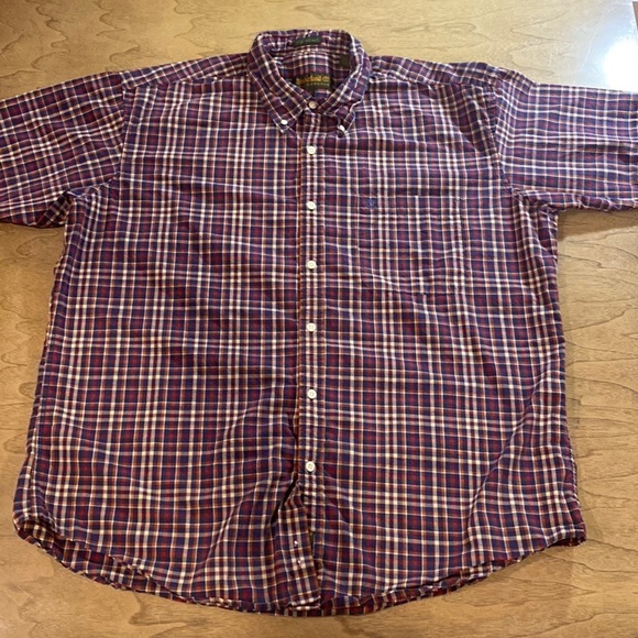 Vintage Plaid Timberland Classic Fit Short Sleeve Shirt Logo Pocket Butt… - Picture 6 of 6